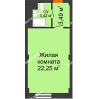 Апартаменты-студия 29,16 м², Апартаменты Бирюза в Гордеевке - планировка