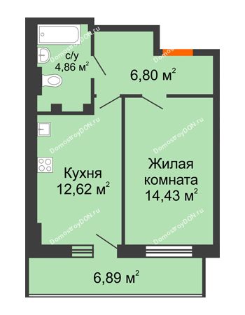 1 комнатная квартира 40,78 м² в ЖК Свобода, дом №2