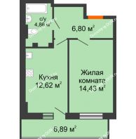 1 комнатная квартира 40,78 м² в ЖК Свобода, дом №2 - планировка