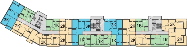 Планировка 2 этажа в доме Литер 2 в ЖК Грани
