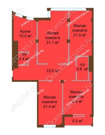 4 комнатная квартира 141,7 м² - ЖК Бояр Палас