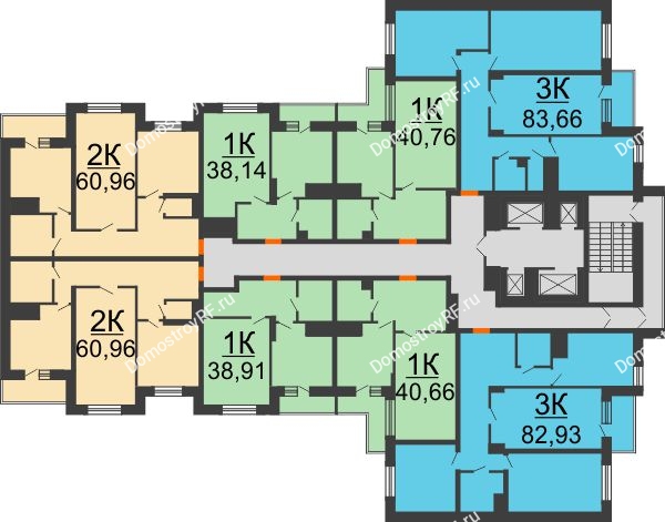 Планировка 3 этажа в доме Позиция 9-4 в ЖК Цветной Бульвар	