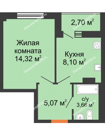 1 комнатная квартира 32,5 м² - ЖК Дом на 14-й Линии