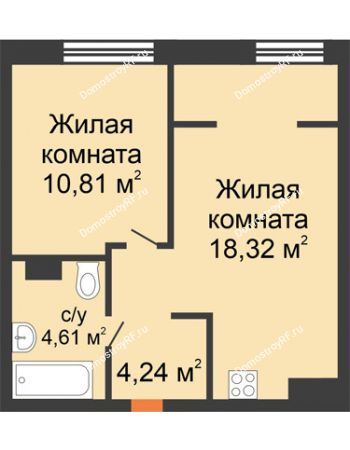 2 комнатная квартира 37,98 м² в ЖК Европейский берег, дом ГП-9 "Дом Монако"