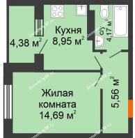 1 комнатная квартира 35,56 м² в ЖК Московский, дом дом 1 - планировка