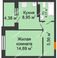 1 комнатная квартира 35,56 м² в ЖК Московский, дом № 1 - планировка