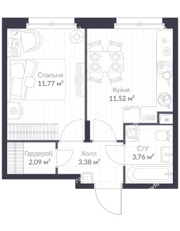 1 комнатная квартира 32,5 м² в ЖК Veren Nort Сертолово, дом Дом 11, корпус 8