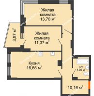 2 комнатная квартира 58,03 м² в ЖК Сердце Ростова 2, дом Литер 8 - планировка