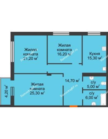 3 комнатная квартира 105,8 м² - Жилой дом по ул. Им. Семашко