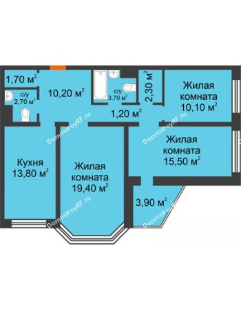 3 комнатная квартира 82,6 м² - ЖК Приоритет