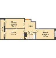 2 комнатная квартира 64,1 м² в ЖК Самолет, дом 4 очередь - Литер 22 - планировка