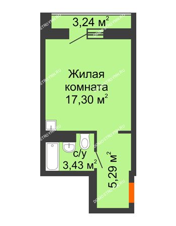 Студия 27,64 м² - ЖД по ул. Сухопутная