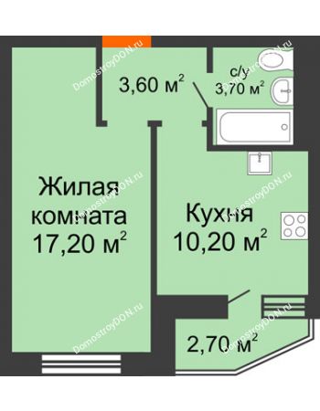 1 комнатная квартира 36,1 м² в ЖК 5 Элемент (Пятый Элемент), дом Корпус 5-7 (Монолит)