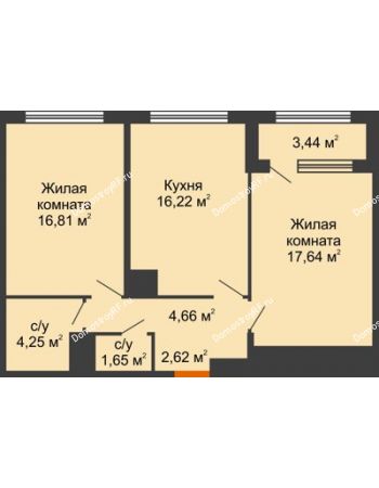 2 комнатная квартира 65,57 м² - ЖК Гран-При