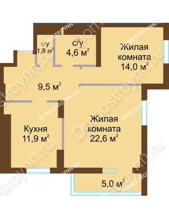 2 комнатная квартира 69,4 м² - ЖК Подкова Сормовская