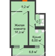 1 комнатная квартира 41,2 м² в ЖК Звезда Столицы, дом Литер 8 - планировка