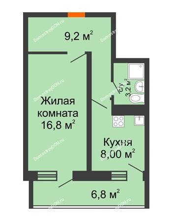 1 комнатная квартира 41,2 м² в ЖК Звезда Столицы, дом Литер 9