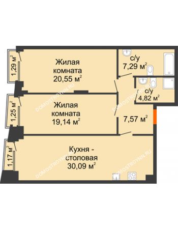 2 комнатная квартира 88,02 м² - Клубный дом на Ярославской