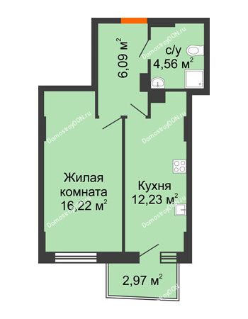 1 комнатная квартира 39,7 м² в ЖК Город у реки, дом Литер 8
