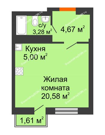 Студия 29,2 м² в ЖК Мечников, дом ул. Мечникова, 37