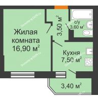1 комнатная квартира 33,2 м² в ЖК Вересаево, дом Литер 15/2 - планировка