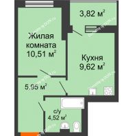 1 комнатная квартира 32,51 м², ЖК Кристалл 2 - планировка