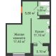 1 комнатная квартира 38,4 м², ЖК Вершина - планировка