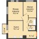 2 комнатная квартира 56,3 м² в ЖК Озерный парк, дом Корпус 1Б - планировка