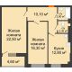2 комнатная квартира 68,31 м² в ЖК Сокол Градъ, дом Литер 3 - планировка