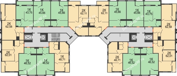 Планировка 2 этажа в доме Литер 1 в ЖК Олимп
