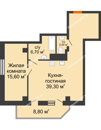 2 комнатная квартира 68 м² - ЖК Sacco & Vanzetty, 82 (Сакко и Ванцетти, 82)