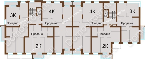 Новостройка в Нижегородском районе по адресу: г. Нижний Новгород, ул. Новая, д. 8 - планировка 3 этажа