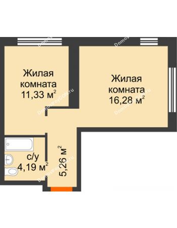 2 комнатная квартира 37,08 м² - ЖК Левенцовский