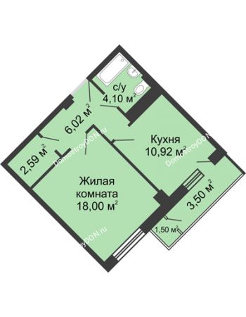 1 комнатная квартира 45,6 м² в ЖК НОРД-Премьер, дом № 12