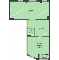 1 комнатная квартира 127,2 м², ЖК ROLE CLEF - планировка