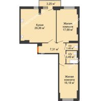 2 комнатная квартира 77,34 м², ЖК Орбита - планировка