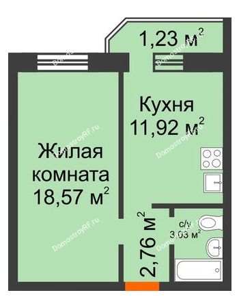 1 комнатная квартира 37,51 м² в ЖР Восточный (Восточно-Кругликовский), дом Литер 8