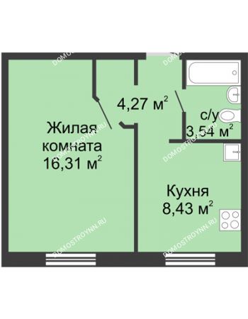 1 комнатная квартира 32,29 м² в ЖК Корабли, дом № 12