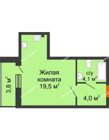 Студия 29,5 м² в ЖК Самолет, дом 4 очередь - Литер 22