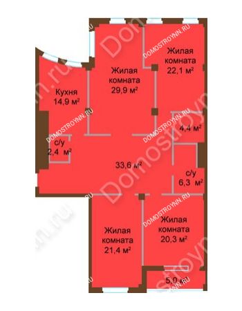 4 комнатная квартира 155,3 м² - ЖК Бояр Палас