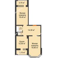 2 комнатная квартира 71,8 м², ЖК Приоритет - планировка