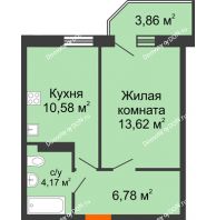 1 комнатная квартира 36,31 м² в ЖК Свобода, дом №2 - планировка