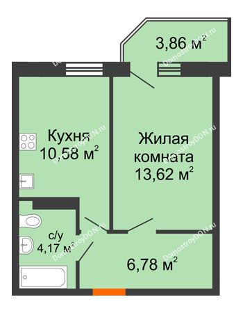 1 комнатная квартира 36,31 м² в ЖК Свобода, дом №2