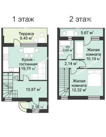 3 комнатная квартира 70 м² в КП Фроловский, дом № 7 по ул. Восточная (70м2 и 80м2)