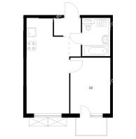 1 комнатная квартира 33 м² в ЖК Савин парк, дом корпус 8 - планировка