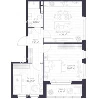 3 комнатная квартира 72,5 м² в ЖК Veren Next Шуваловский, дом 9 - планировка