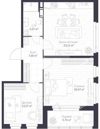 3 комнатная квартира 72,5 м² в ЖК Veren Next Шуваловский, дом 9