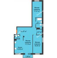 3 комнатная квартира 99,88 м² в ЖК Норма, дом № 2 - планировка