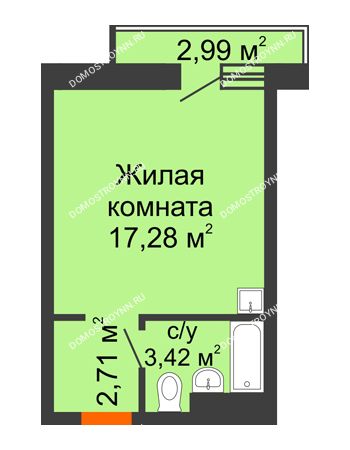 Студия 24,91 м² - ЖД по ул. Сухопутная