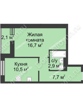 1 комнатная квартира 39,9 м² - ЖК Дом на Иванова